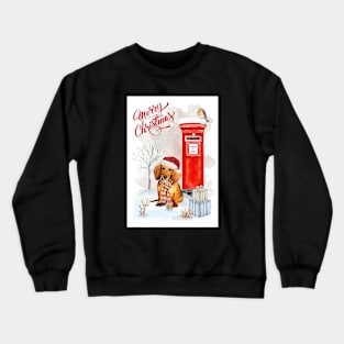 Red Dachshund Puppy Merry Christmas Santa Dog Crewneck Sweatshirt